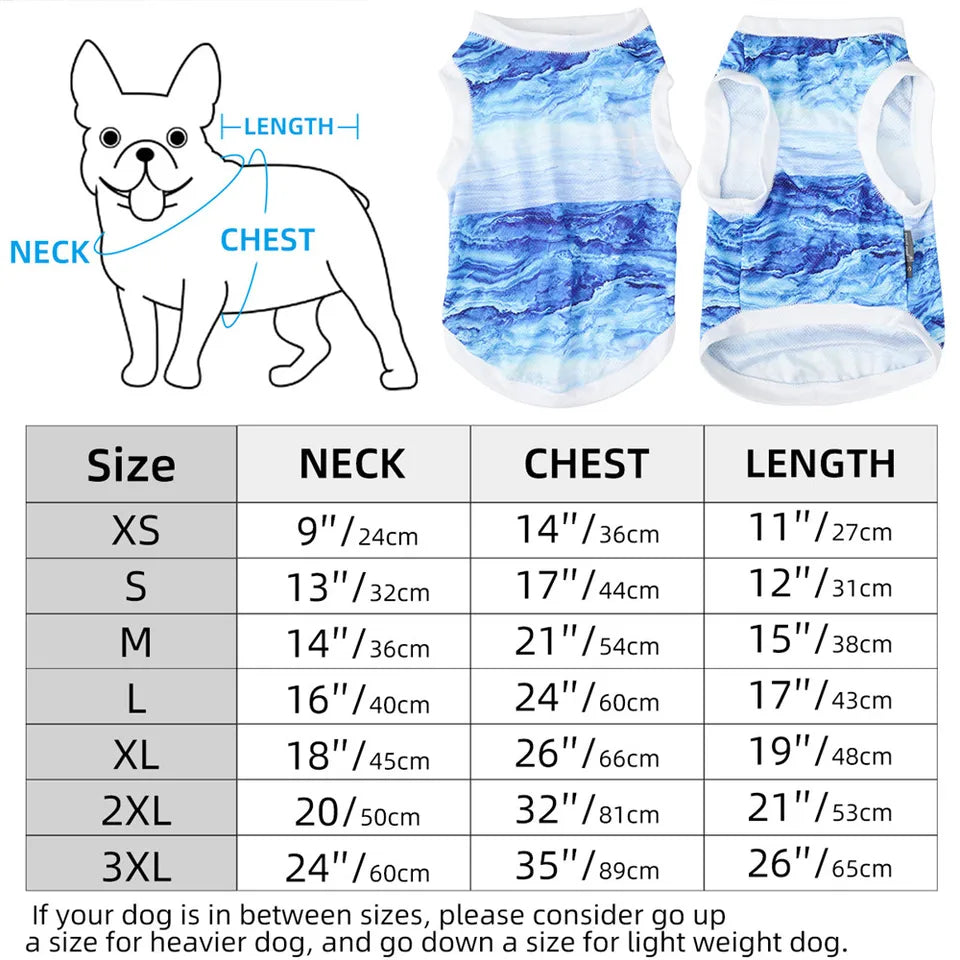 Summer Dog Cooling Vest Lightweight Breathable Dog Clothes Dog Cat Vest Pet Instant Cooling Shirt Puppy Accessories