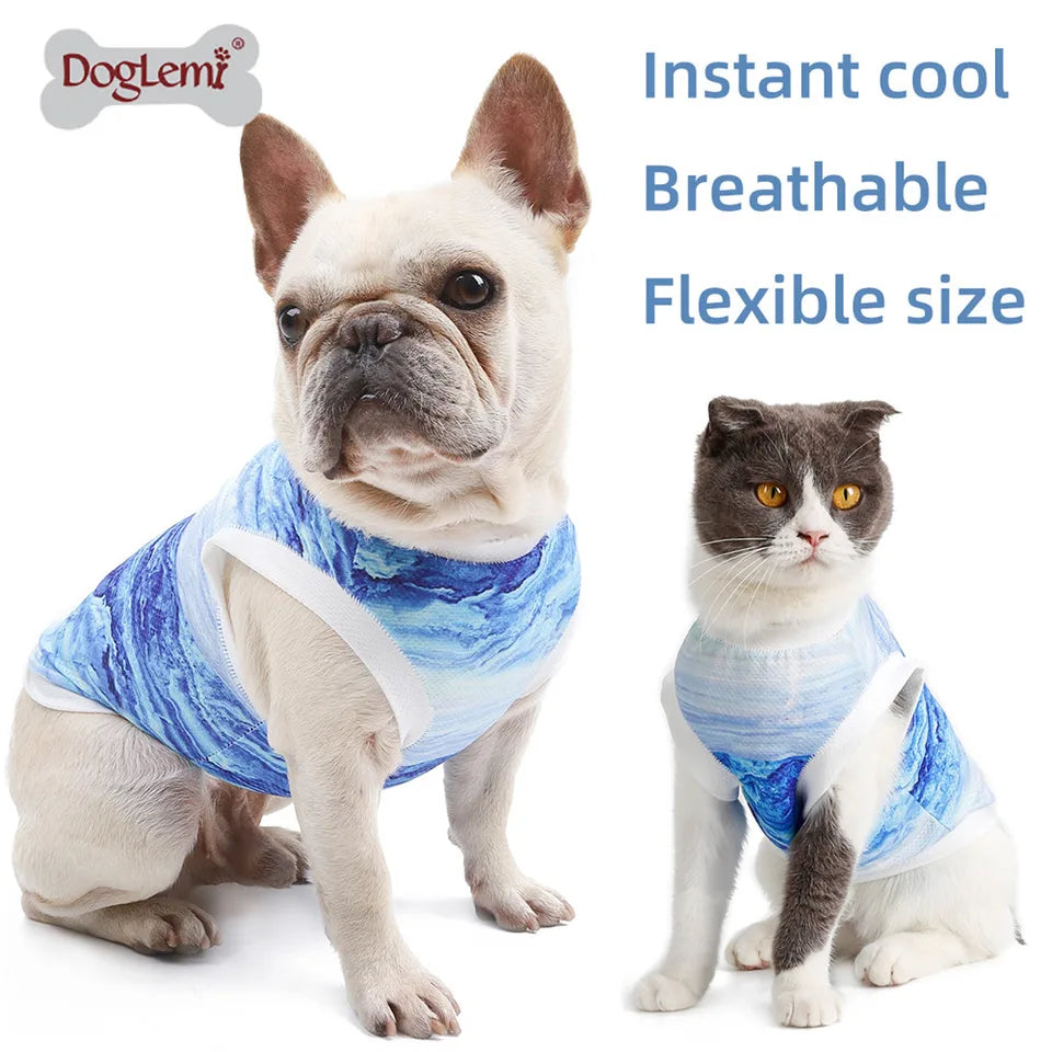 Summer Dog Cooling Vest Lightweight Breathable Dog Clothes Dog Cat Vest Pet Instant Cooling Shirt Puppy Accessories