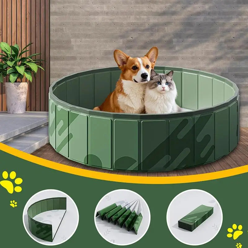 Foldable Dog Bath Swimming Pool Cat Pool Toy Water Endless Self Play Interactive Cat Toys Pet Cleaning Water Basin