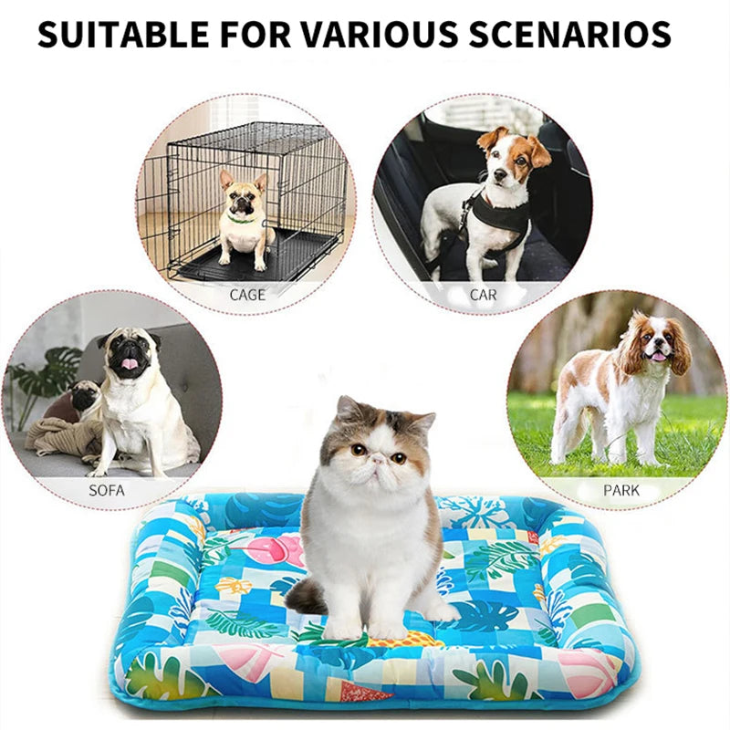 Pet Cool Pad Square Dog Paw Print Comfortable Breathable Cat Mat Cool Cat Nest Pet Printed Ice Pad Pet Supplies Summer Dog