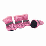 Summer Dog Shoes Breathable Non-slip Pet Sandals For Small Dogs Cats Reflective Puppy Footwear Walking Chihuahua Boots 4pcs/set