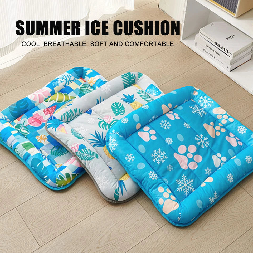 Pet Cool Pad Square Dog Paw Print Comfortable Breathable Cat Mat Cool Cat Nest Pet Printed Ice Pad Pet Supplies Summer Dog
