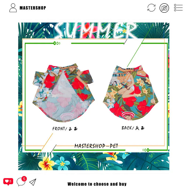 Hawaiian Beach Style Dog T-Shirts Thin Breathable Summer Dog Clothes for Small Dogs Puppy Pet Cat Vest Chihuahua Yorkies Poodle
