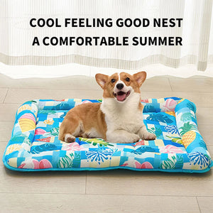 Pet Cool Pad Square Dog Paw Print Comfortable Breathable Cat Mat Cool Cat Nest Pet Printed Ice Pad Pet Supplies Summer Dog